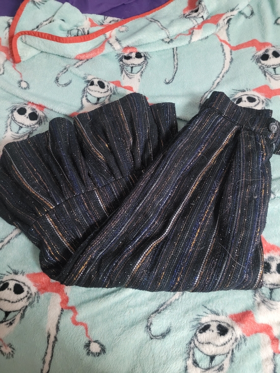 sky castle Pants - Womens Sparkle Stripe Capris - Navy